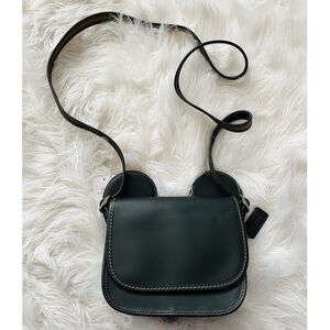 Coach x Disney Patricia Saddle Mickey Ears Leather Crossbody Bag (Blk) [F59369]